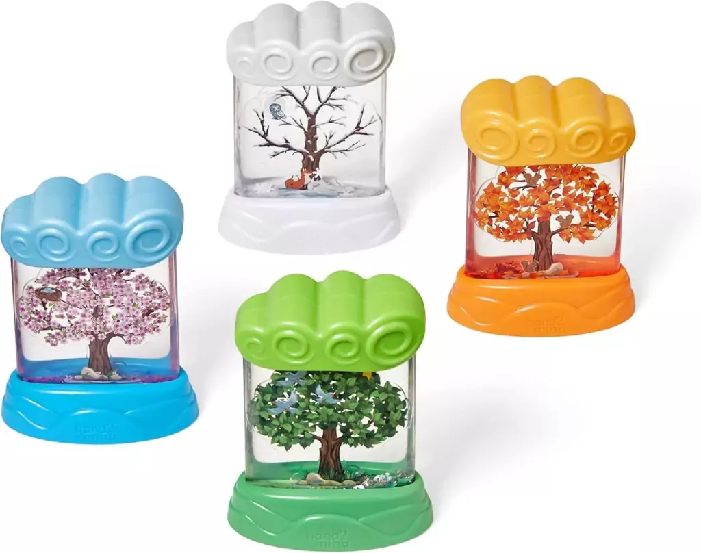 "Hand2Mind Sensory Tubes: Interactive Toddler Fidget Toy for Preschool Learning and Play. Encourage Creativity with Changing Seasons Theme."