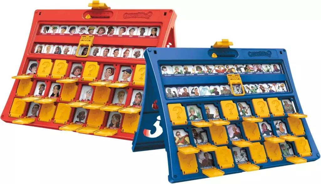 Hasbro Gaming's Guess Who is an engaging learning game for kids featuring a double-sided board, perfect for developing deductive reasoning skills.