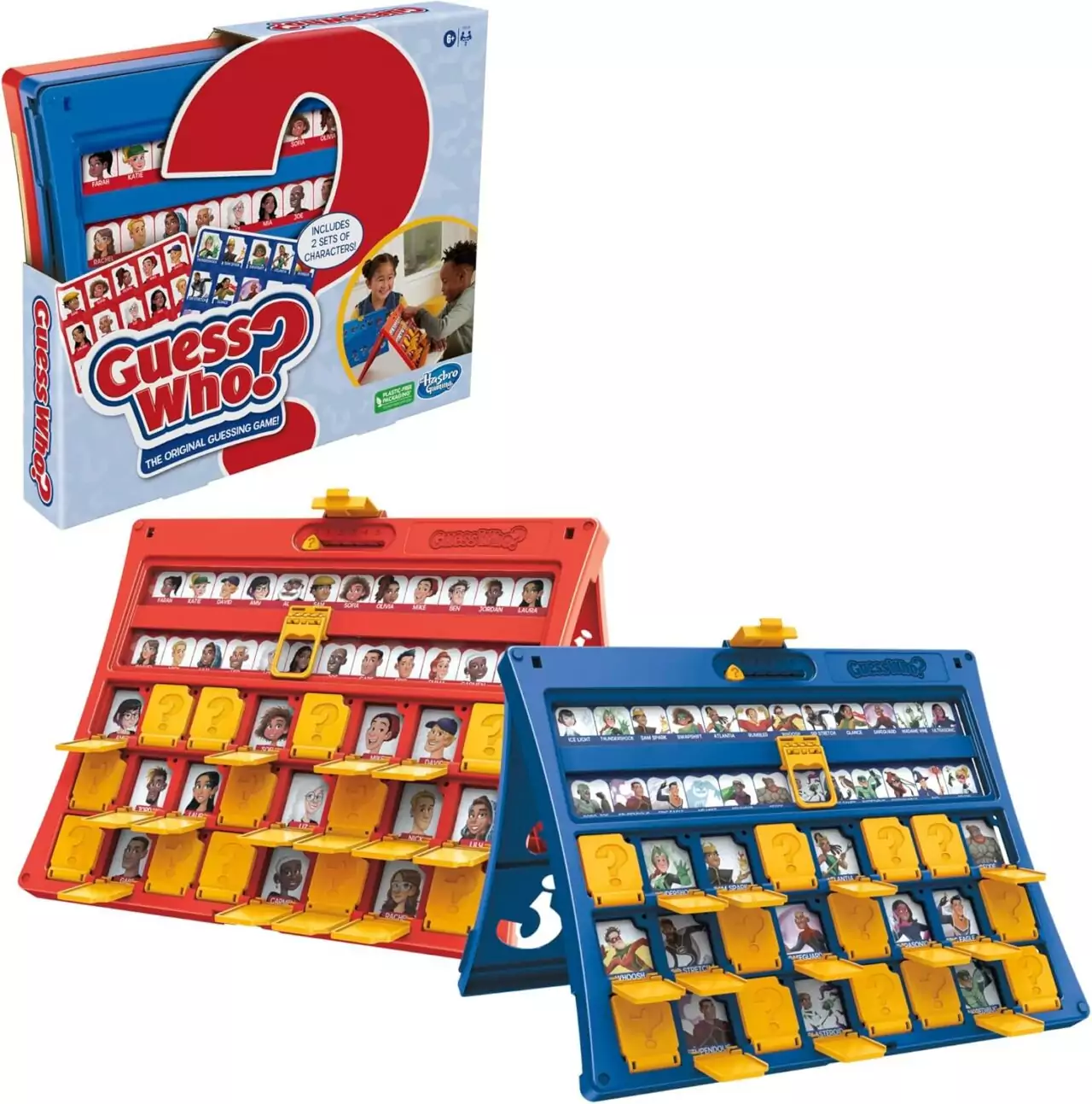 Hasbro Guess Who Game: Interactive double-sided board game for children, enhancing problem-solving skills and providing hours of entertainment.