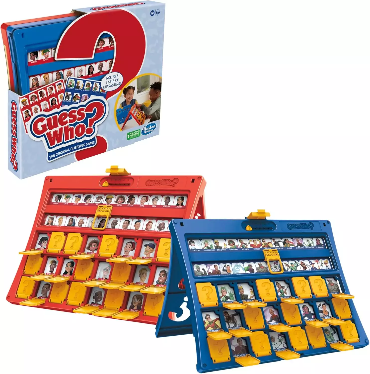 Hasbro Guess Who Game: Interactive double-sided board game for children, enhancing problem-solving skills and providing hours of entertainment.