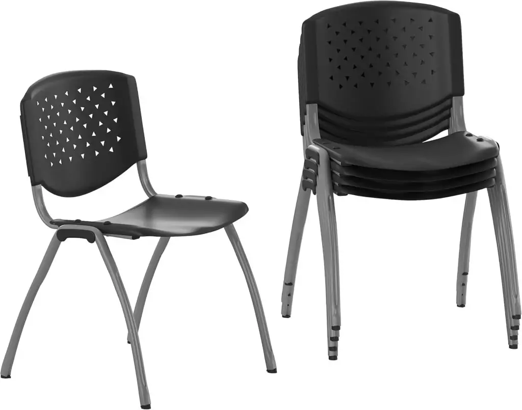 Ergonomic classroom chairs by Hercules Series featuring contoured seats and perforated backs for a modern and comfortable learning environment.