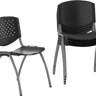 Ergonomic classroom chairs by Hercules Series featuring contoured seats and perforated backs for a modern and comfortable learning environment.