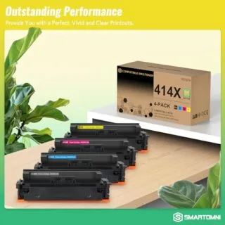 High-yield 414X toner cartridges 4-pack with chip for Color Pro MFP M479fdw M454dw, ideal for efficient printing, perfect for back-to-school needs.