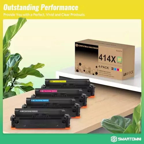 High-yield 414X toner cartridges 4-pack with chip for Color Pro MFP M479fdw M454dw, ideal for efficient printing, perfect for back-to-school needs.