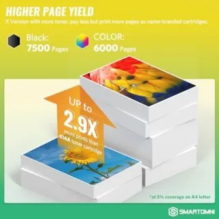 Optimize your printing with a 4-Pack of High-Yield 414X Toner Cartridges, featuring a chip for HP Color Pro MFP M479fdw M454dw - Perfect for School Needs.