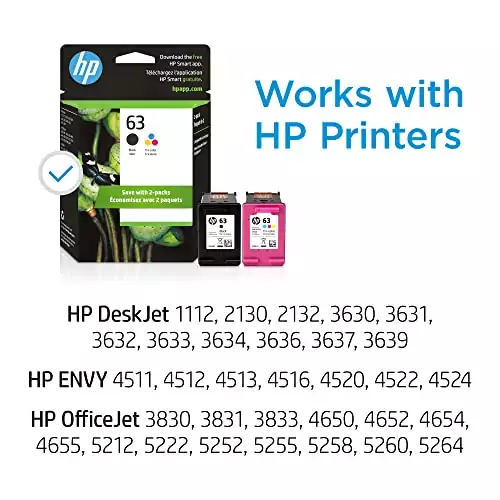 HP 63 Ink Cartridge 2-Pack for DeskJet Printers: Ideal for Educational Use and High-Quality Printing Needs.