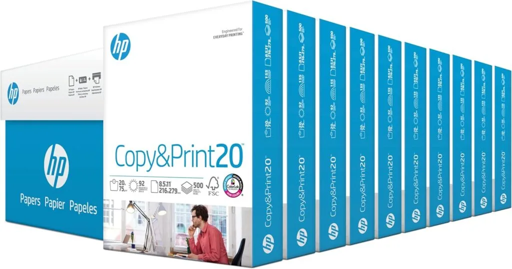 HP Copy & Print Paper 8.5x11 - 5000 Sheets - Ideal for Educators and Classrooms - 92 Brightness - Essential Classroom Supply for Quality Printing
