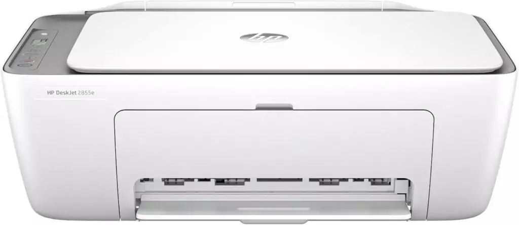HP DeskJet 2855e Wireless All-in-One Printer ideal for educators; includes scanner, copier, and complimentary ink, perfect for enhancing classroom use.