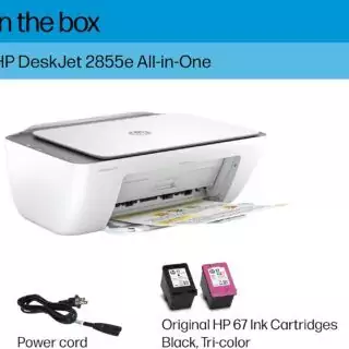 Ideal for educators, the HP DeskJet 2855e wireless printer features scanning and copying capabilities, plus a complimentary ink offer.
