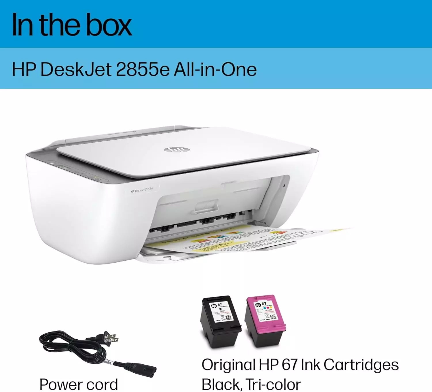 Ideal for educators, the HP DeskJet 2855e wireless printer features scanning and copying capabilities, plus a complimentary ink offer.
