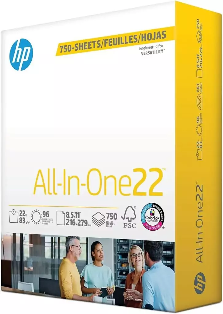 HP Mega Ream 8.5x11 Printer Paper, 22lb, 750 Sheets, Ultra Bright 96, Ideal for Educational Use and Classroom Printing Needs.