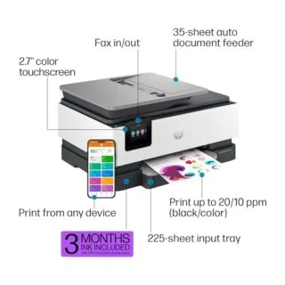 HP OfficeJet Pro 8135e Wireless Printer for Educators - Efficiently print, scan, copy, and fax with this multifunctional device designed for educational needs.