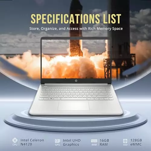 HP Stream 14-Inch HD Laptop: Ideal for educators with Intel Celeron N4120, 16GB RAM, and 288GB storage, enhancing teaching efficiency.