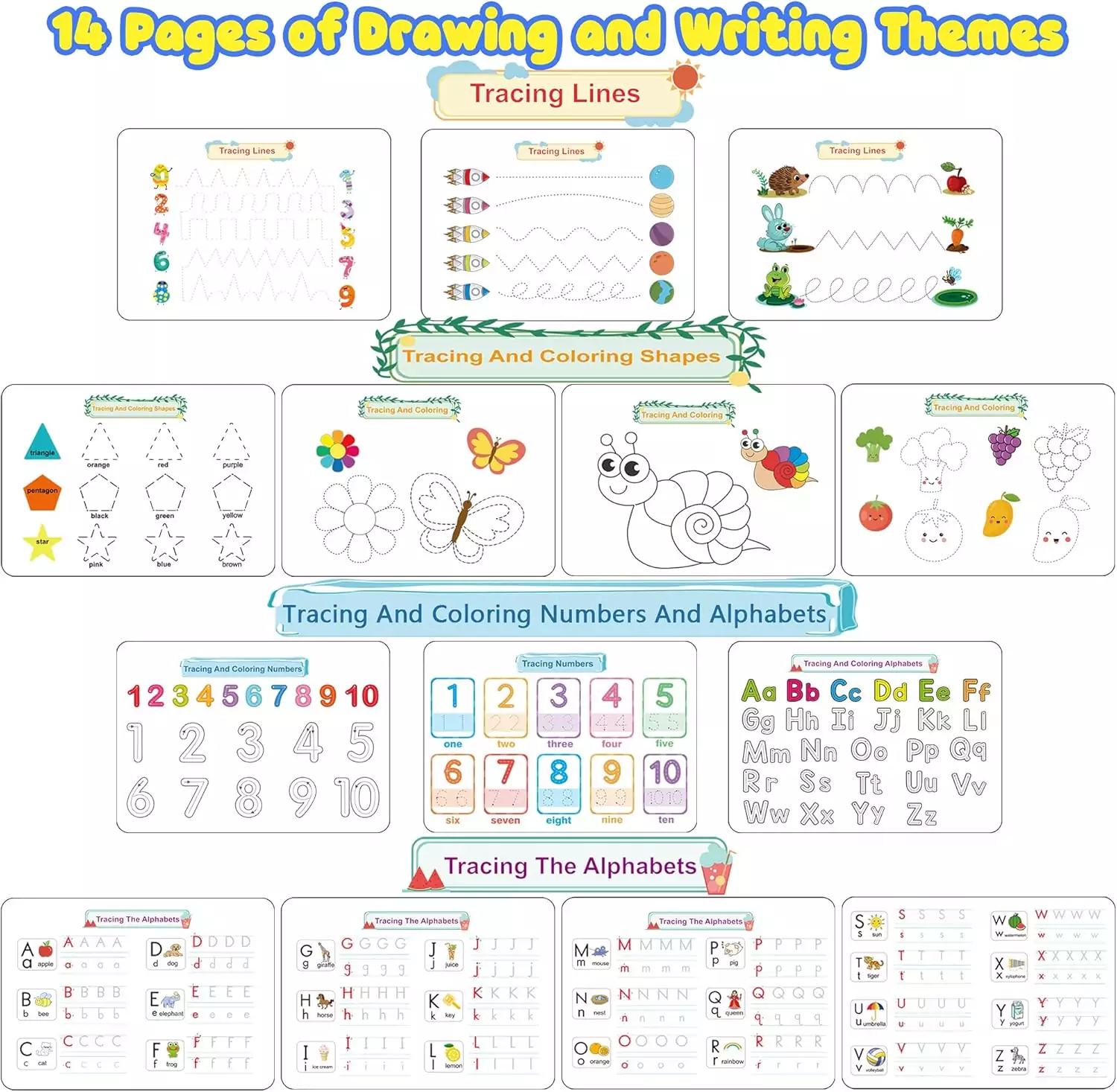 Explore Montessori Preschool Activity Book featuring 29 captivating early education themes enriched with vibrant illustrations for engaging learning.