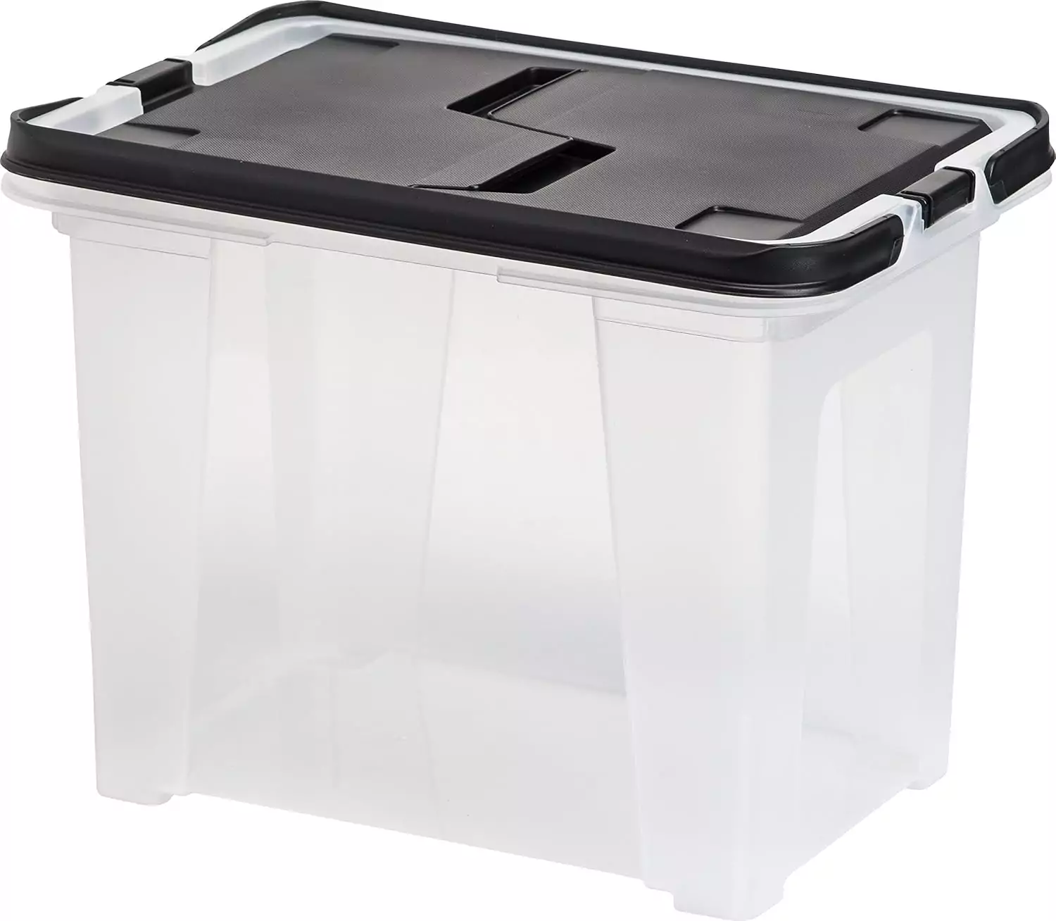 Water-resistant classroom file organizer with wing lid, ideal for storing both letter and legal files efficiently and securely.