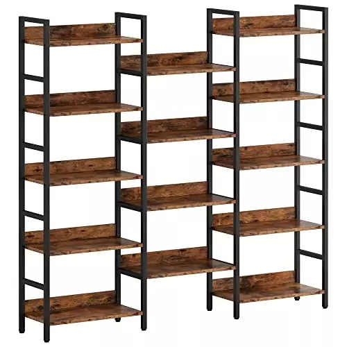 5-tier industrial bookshelf designed for classroom organization, perfect for storing and displaying books, supplies, and educational materials efficiently.