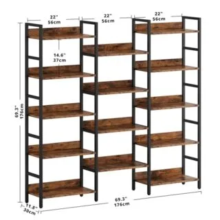 Industrial 5-Tier Bookshelf for Classrooms: Perfect Storage Solution for Teachers. Maximize Space and Organize Educational Materials Efficiently.
