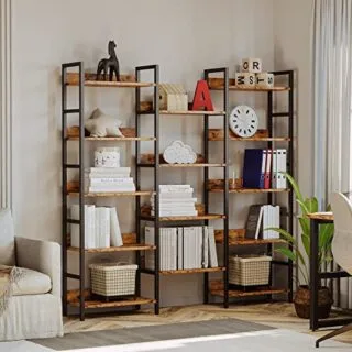 5-tier triple wide bookshelf by Ironck ideal for efficient educator storage and classroom organization, providing ample space for books and resources.