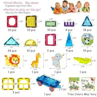 Magnetic Building Tiles 3D Set for Interactive STEM Education, Enhancing Science and Construction Skills Through Engaging Hands-On Learning