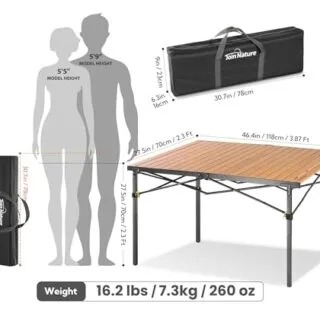 Compact and Lightweight Aluminum Folding Table for Classroom and Camping, Accommodates 4-6 People, Ideal for Portability and Easy Storage.