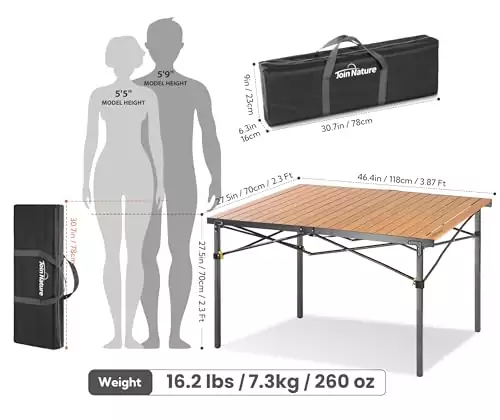 Compact and Lightweight Aluminum Folding Table for Classroom and Camping, Accommodates 4-6 People, Ideal for Portability and Easy Storage.