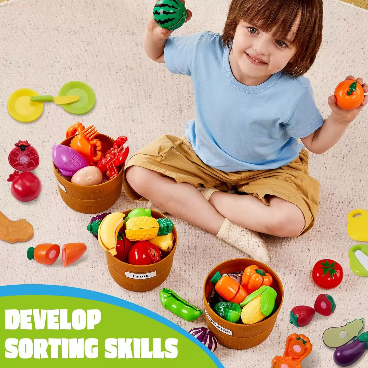 Vibrant Toddler Play Food Set Encourages Imaginative Role Play and Enhances Preschoolers