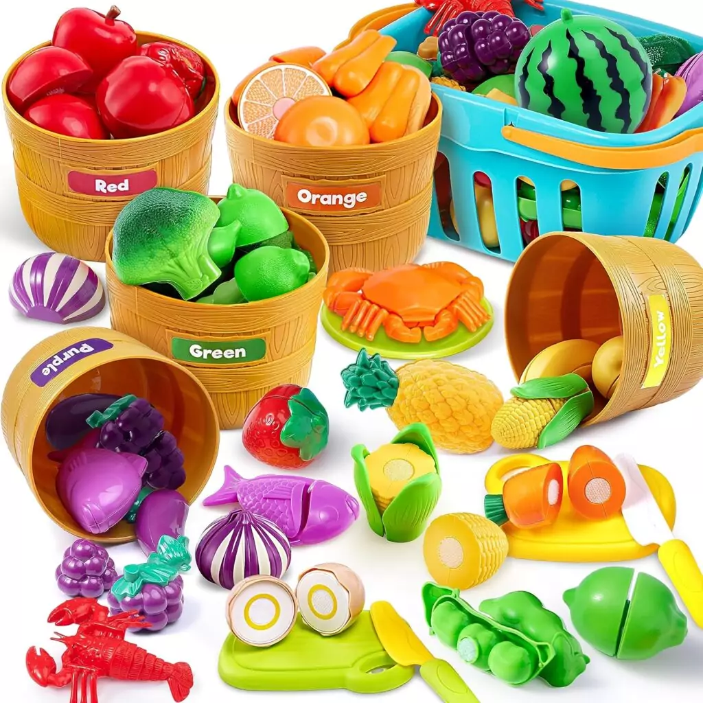 Enhance preschool learning with this toddler play food set, perfect for imaginative role play and fostering creativity in young children.