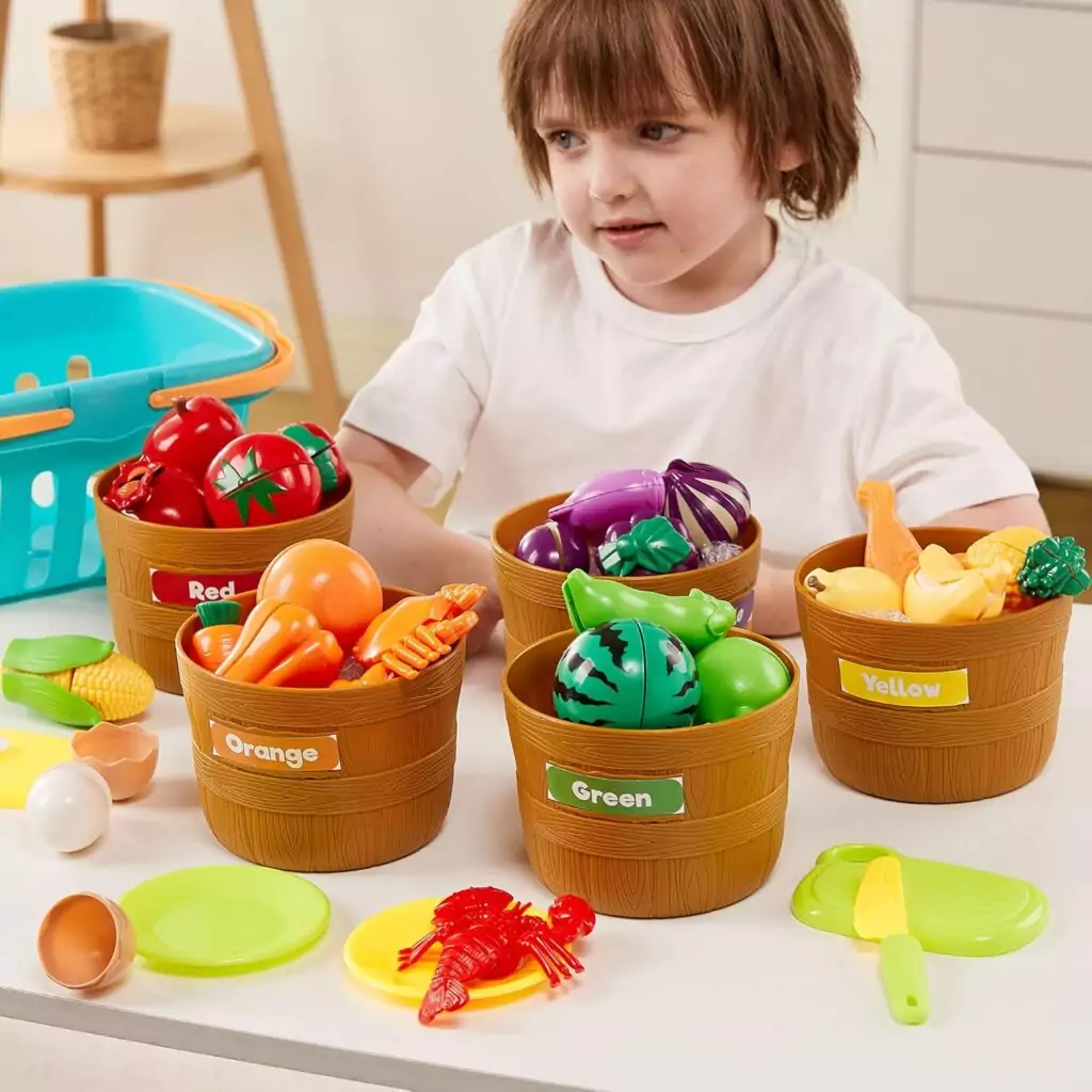 Toddler play food set designed for creative role play enhances preschool learning with colorful meal prep activities and imaginative fun.