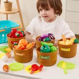 Toddler play food set designed for creative role play enhances preschool learning with colorful meal prep activities and imaginative fun.