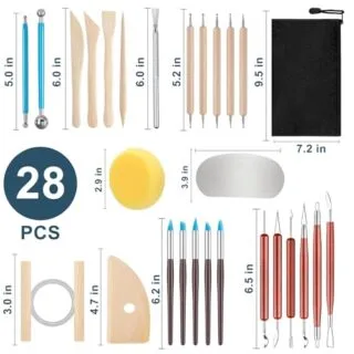 28-Piece Pottery Tools Set for Kids: Perfect Polymer and Air Dry Clay Kit for Creative and Educational Craft Activities
