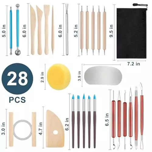 28-Piece Pottery Tools Set for Kids: Perfect Polymer and Air Dry Clay Kit for Creative and Educational Craft Activities