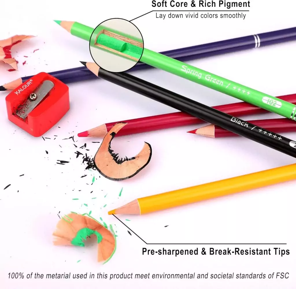 Kalour 72 Soft Core Colored Pencils Set: Ideal for Adult Coloring, Drawing, and Blending; Vibrant, Durable Art Supplies for Creative Projects