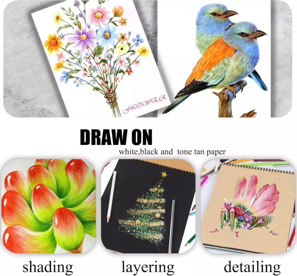 Kalour 72 Soft Core Colored Pencils set is perfect for adult coloring and creative blending, offering vibrant colors and smooth application.