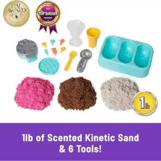 Colorful Kinetic Sand Ice Cream Treats: Scented Educational Play Sand for Kids. Enhance Creativity and Sensory Skills with Safe, Vibrant Sand.