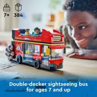 Lego City Double-Decker Bus: Engage 7-year-olds with this creative building set featuring a red city bus for imaginative play and skill development.