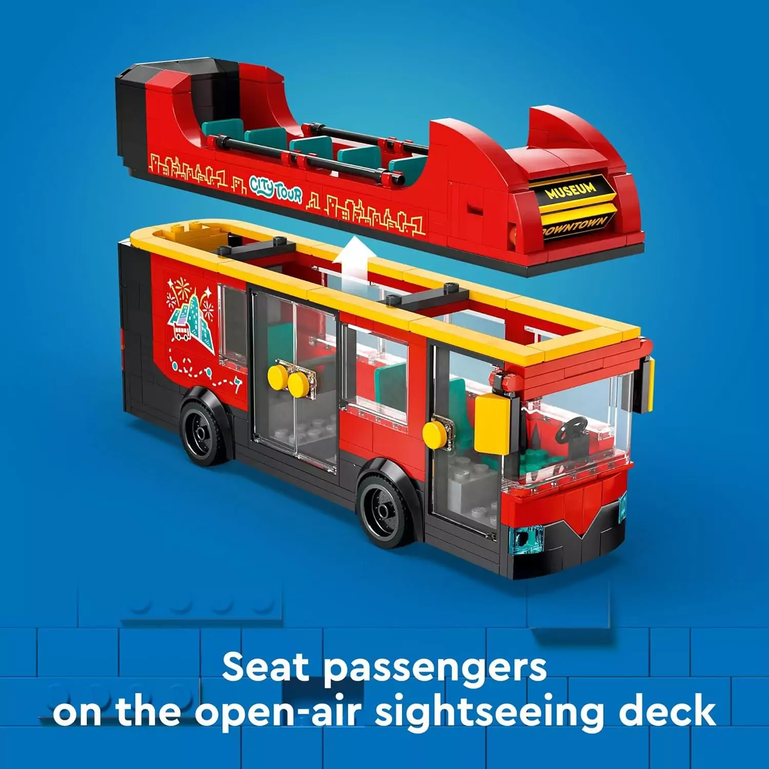 Lego City Red Double Decker Bus Set - Ideal educational building toy for creative play, perfect for enhancing skills in 7-year-olds.