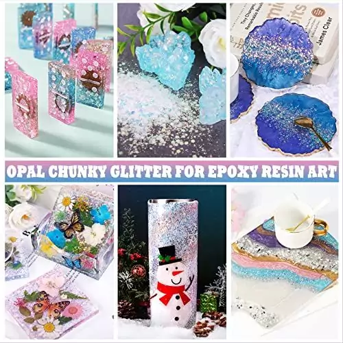 Opal Chunky Craft Glitter for Tumblers and Slime - Let's Resin Iridescent Powder. Perfect for crafting, this glitter delivers a brilliant shine and vibrant color.