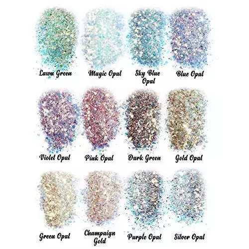 Enhance your tumblers and slime with LET'S RESIN's opal chunky craft glitter. This vibrant, iridescent powder adds a stunning shimmer effect.