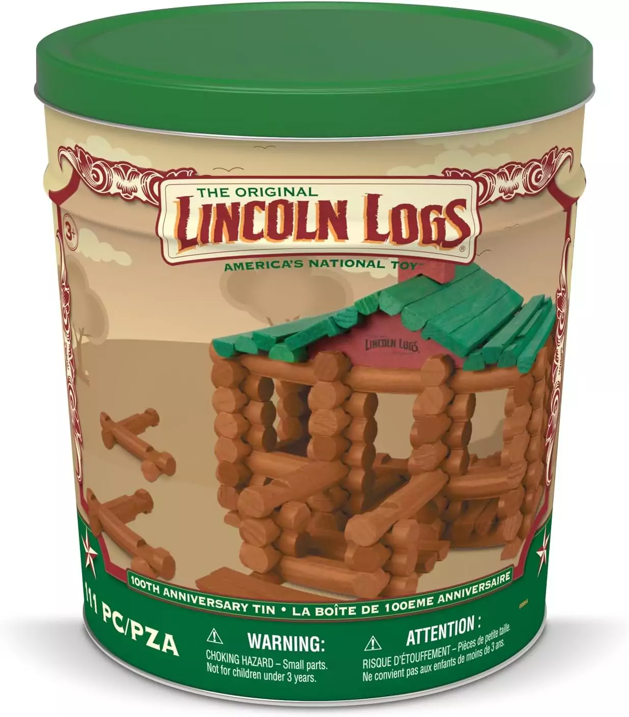 Celebrate Lincoln Logs' 100th Anniversary with this Vintage Collectors Edition. Includes 111 classic wood pieces for preschool builders. Perfect for creative play.
