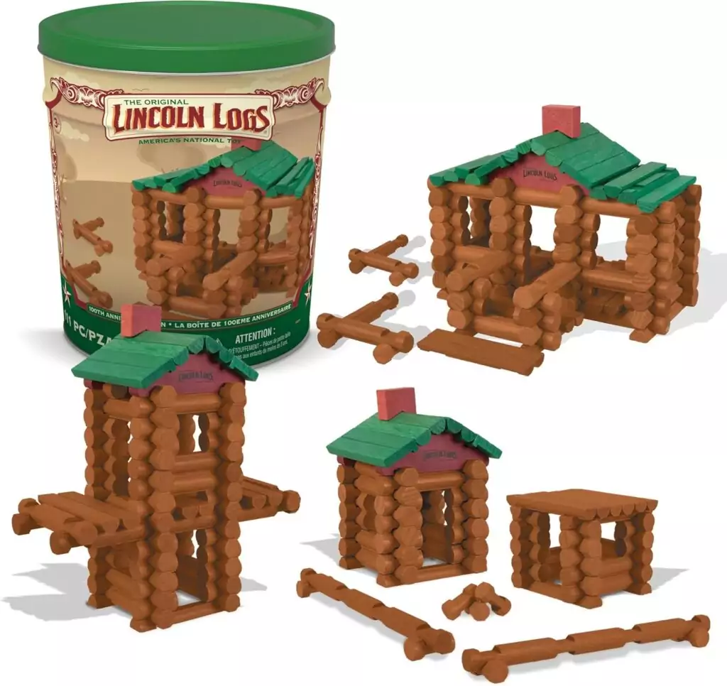 Lincoln Logs 111-Piece Classic Wood Building Toy: Celebrating 100 Years of Creative Play for Kids Ages 3 and Up.