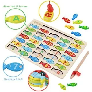 Magnetic fishing game for toddlers enhances preschool learning with educational alphabet and counting exercises for interactive and fun playtime.