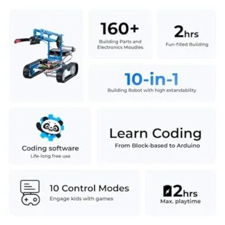 Makeblock mBot Ultimate 10-in-1 Coding Robot Kit is an app-controlled educational toy for kids, ideal for enhancing coding and STEM skills.