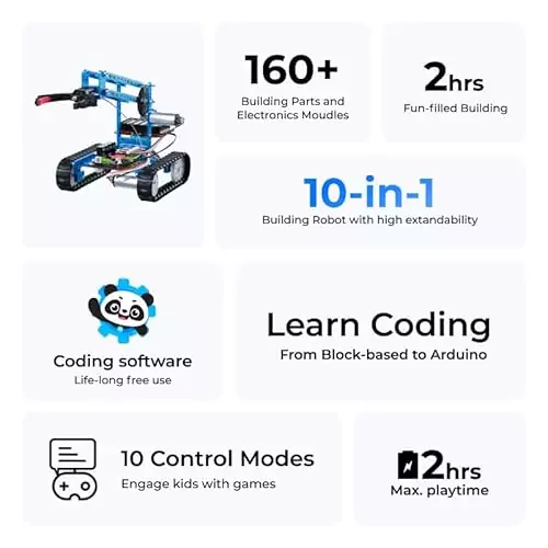 Makeblock mBot Ultimate 10-in-1 Coding Robot Kit is an app-controlled educational toy for kids, ideal for enhancing coding and STEM skills.