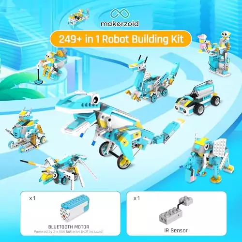 Makerzoid Coding Robot Kit for Kids: 200-in-1 STEM Educational Toy Set with Remote Control, Enhancing Programming Skills and Learning Through Play