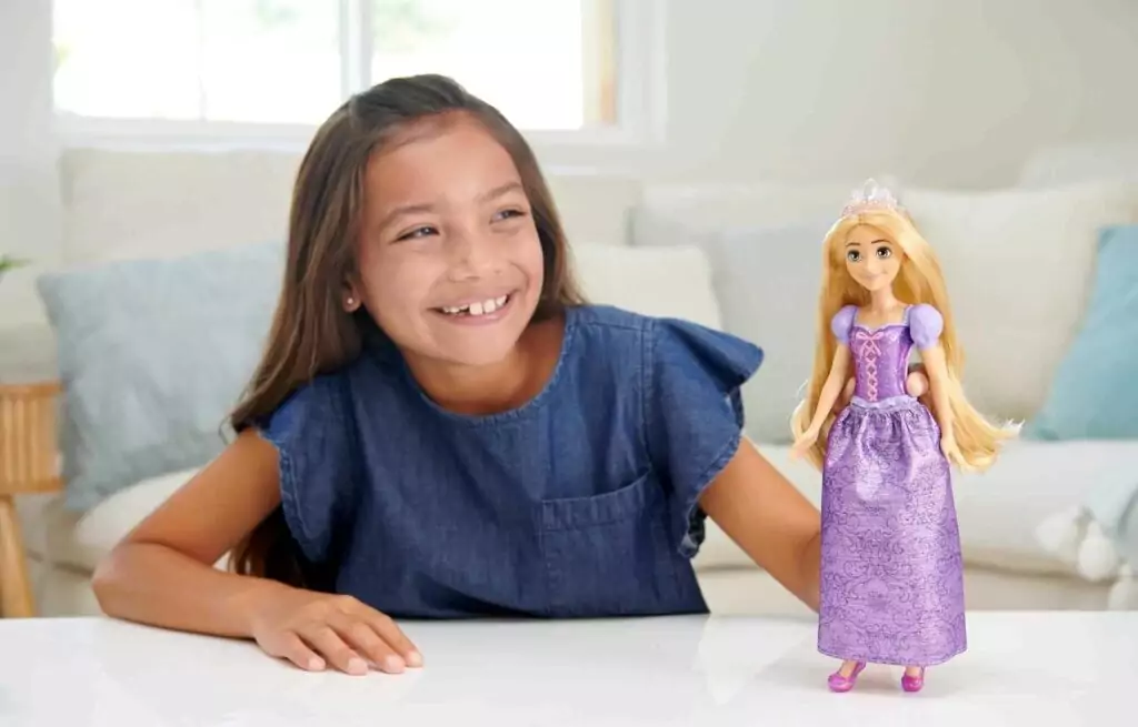 Mattel Disney Princess Rapunzel Doll featuring sparkling fashion, ideal for creative play and inspiring imagination in children.