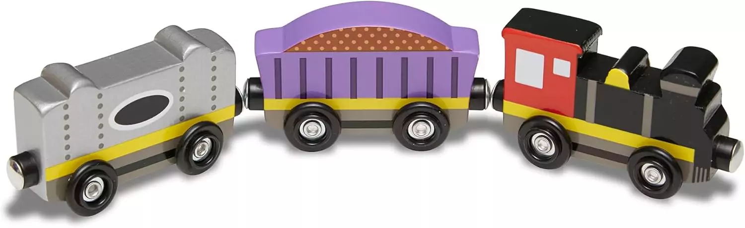 Enhance playtime and skill development with the Melissa Doug Wooden Magnetic Train Set, an 8-piece educational toy designed to inspire imagination and learning.