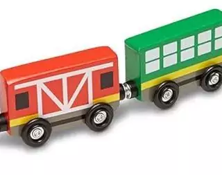 Melissa & Doug Wooden Magnetic Train Set, 8-piece educational toy, enhances skill development and imaginative play for children.