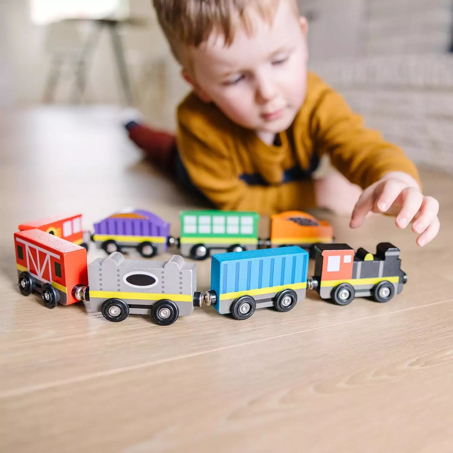 Melissa & Doug Wooden Magnetic Train Set - 8 Piece: Enhance Skills & Imagination with This Educational Toy for Kids; Perfect for Early Development.