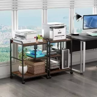 Compact Mobile Printer Stand with Wheels: 22x18 Storage Solution for Home Offices and Educators Seeking Functional Organization