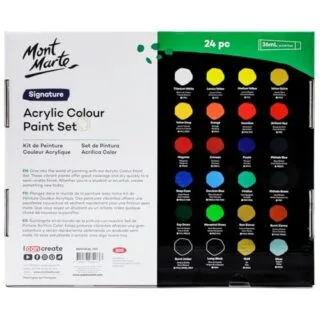 Acrylic Paint Set: Diverse 24 Colors for Artistic Projects on Canvas, Wood, and Fabric - Perfect for Crafting and Creative Endeavors